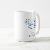 Happy Hanukkah Blue Menorah Festival of Lights Kaffeetasse (VorderseiteRechts)