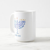 Happy Hanukkah Blue Menorah Festival of Lights Kaffeetasse (Vorderseite Links)