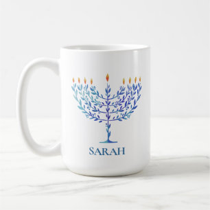 Happy Hanukkah Blue Menorah Festival of Lights Kaffeetasse
