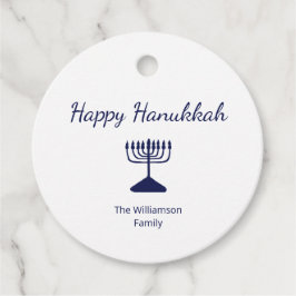 Happy Hanukkah Blue Menorah Geschenkanhänger