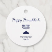 Happy Hanukkah Blue Menorah Geschenkanhänger (Vorderseite)