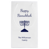 Happy Hanukkah Blue Menorah Holiday Kleine Geschenktüte (Rückseite)