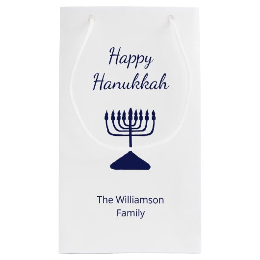 Happy Hanukkah Blue Menorah Holiday Kleine Geschenktüte (Rückseite)