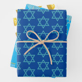 Happy Hanukkah Blue Star Menorah Dreidel Geschenkpapier Set (Beispiel)