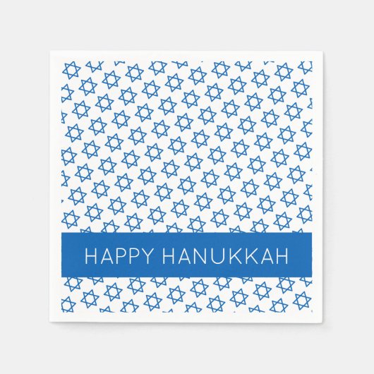 Happy Hanukkah Blue Star von David Holiday Faith Serviette (Vorderseite)