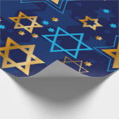 Happy Hanukkah Blue Star von David Menorah Geschenkpapier (Ecke)