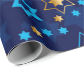 Happy Hanukkah Blue Star von David Menorah Geschenkpapier (Rolleneckpunkt)