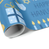 Happy Hanukkah Blue Star von David Menorah Geschenkpapier (Rolleneckpunkt)