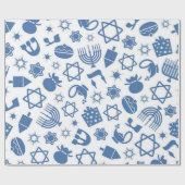 Happy Hanukkah Blue Star von David Menorah Wrappin Geschenkpapier (Flach)