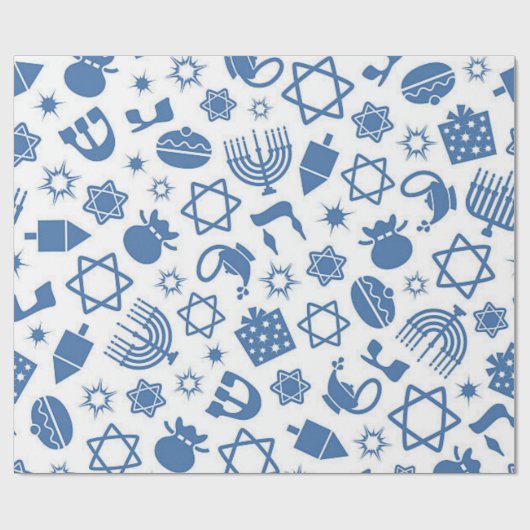 Happy Hanukkah Blue Star von David Menorah Wrappin Geschenkpapier (Flach)