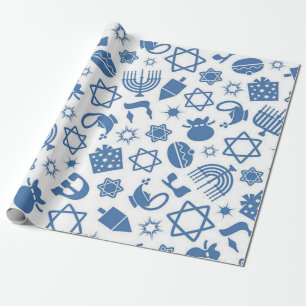 Happy Hanukkah Blue Star von David Menorah Wrappin Geschenkpapier
