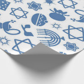 Happy Hanukkah Blue Star von David Menorah Wrappin Geschenkpapier (Ecke)