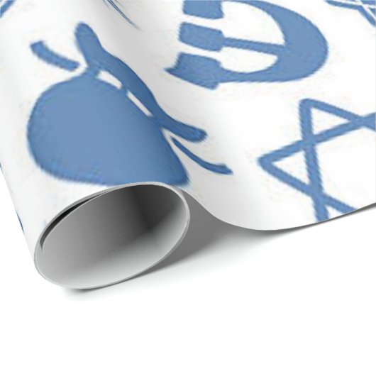 Happy Hanukkah Blue Star von David Menorah Wrappin Geschenkpapier (Rolleneckpunkt)