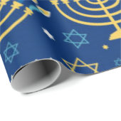Happy Hanukkah Blue Star von David Menorah Wrappin Geschenkpapier (Rolleneckpunkt)