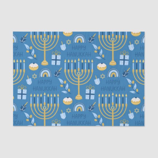 Happy Hanukkah Blue Star von David Seidenpapier (Vorderseite)