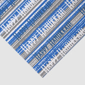 Happy Hanukkah Blue Stripes Wrapping Paper Seidenpapier (Detail)