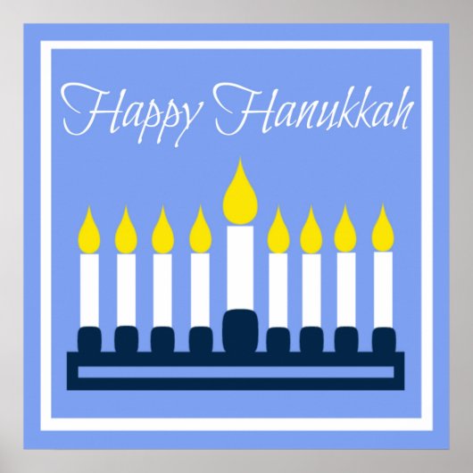 Happy Hanukkah Blue und White Poster (Vorne)