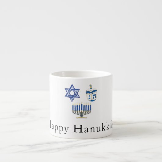 Happy Hanukkah Blue & White Espressotasse (Vorderseite)