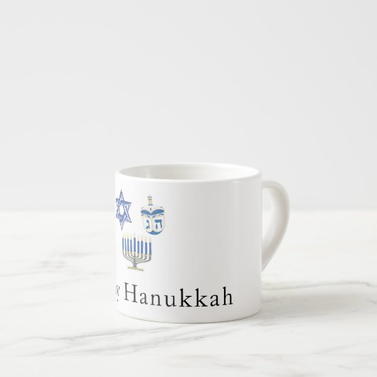 Happy Hanukkah Blue & White Espressotasse (Vorderseite Rechts)