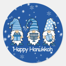 Happy Hanukkah Blue & White Gnome Stickers