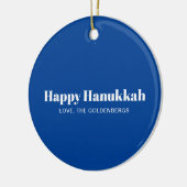Happy Hanukkah Blue White Minimalist personalisier Keramik Ornament (Links)