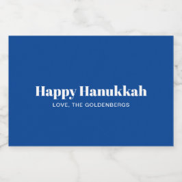 Happy Hanukkah Blue White Minimalist personalisier Lebensmitteletikett