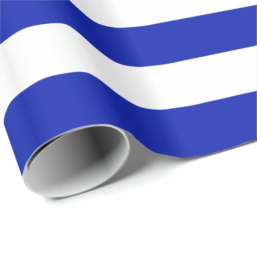 Happy Hanukkah Blue White Striping Muster Herz Geschenkpapier (Rolleneckpunkt)