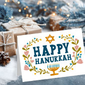 HAPPY HANUKKAH Blumenkranz Jüdisch individuell anp Karte