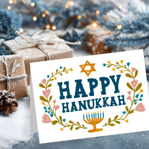 HAPPY HANUKKAH Blumenkranz Jüdisch individuell anp Karte