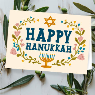 HAPPY HANUKKAH Blumenkranz Jüdisch individuell anp Karte