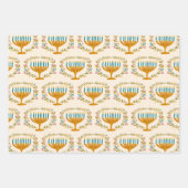 HAPPY HANUKKAH Blumenkranz Jüdisches Holiday Set Geschenkpapier Set (Vorderseite 3)