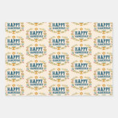 HAPPY HANUKKAH Blumenkranz Jüdisches Holiday Set Geschenkpapier Set (Vorderseite)
