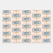 HAPPY HANUKKAH Blumenkranz Jüdisches Holiday Set Geschenkpapier Set (Vorderseite)