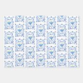 Happy Hanukkah Botanical Menorah Watercolor Geschenkpapier Set (Vorderseite 2)