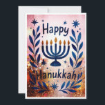 Happy Hanukkah Botanical Menorah Watercolor Holida Feiertagskarte<br><div class="desc">Happy Hanukkah Botanical Menorah Watercolor Holiday Card Sweet drawing to wish someone happy hanukkah! Click "edit using design tool" to add your own text. Also available as postcard, flat card or digital download to send instantly via email or text message. Check my shop for more or let me know if...</div>