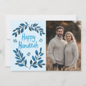 Happy Hanukkah Botanical Watercolor CUSTOM FOTO Karte (Vorderseite)
