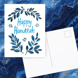 Happy Hanukkah Botanical Watercolor Feiertagspostkarte