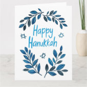 Happy Hanukkah Botanical Watercolor Karte (Vorderseite)