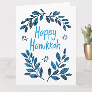 Happy Hanukkah Botanical Watercolor Karte