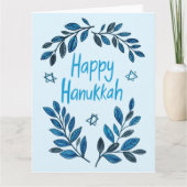 Happy Hanukkah Botanische Wasserfarbe Moderner Url Karte (Vorderseite)
