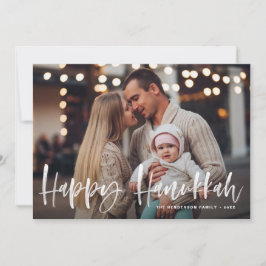 Happy Hanukkah Brush Lettering Foto Feiertagskarte