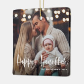 Happy Hanukkah Brush Letters Multi Foto Keramikornament (Links)