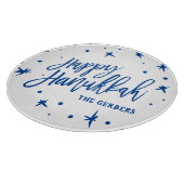 Happy Hanukkah Brush Script Individuelle Name Schneidebrett (Ecke)