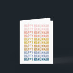 Happy Hanukkah Bunte Word Art Design Feiertagskarte<br><div class="desc">Happy Hanukkah in Colorful Typografy Graphic Design. Klicken Sie einfach auf Anpassen,  um die Hintergrundfarbe zu ändern oder zusätzlichen Text hinzuzufügen.</div>