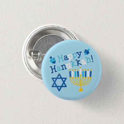Happy Hanukkah Button (Vorne & Hinten)
