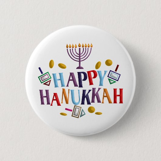 Happy Hanukkah Button (Vorderseite)