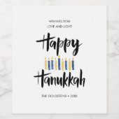 Happy Hanukkah Candle Holidays Weinetikett (Einzelnes Label)