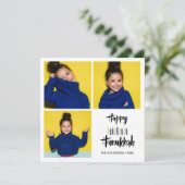 Happy Hanukkah Candles | Ferien 3 Fotos Einladung (Stehend Vorderseite)