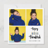 Happy Hanukkah Candles | Ferien 3 Fotos Einladung (Vorderseite)