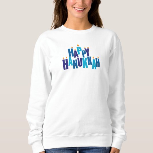 Happy Hanukkah Candles Holiday Sweatshirt (Vorderseite)